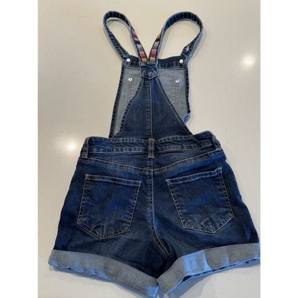 Peek Dungarees Girls Size 10 Overalls Denim Shortalls Embroidered Dark Wash Boho - Picture 3 of 9
